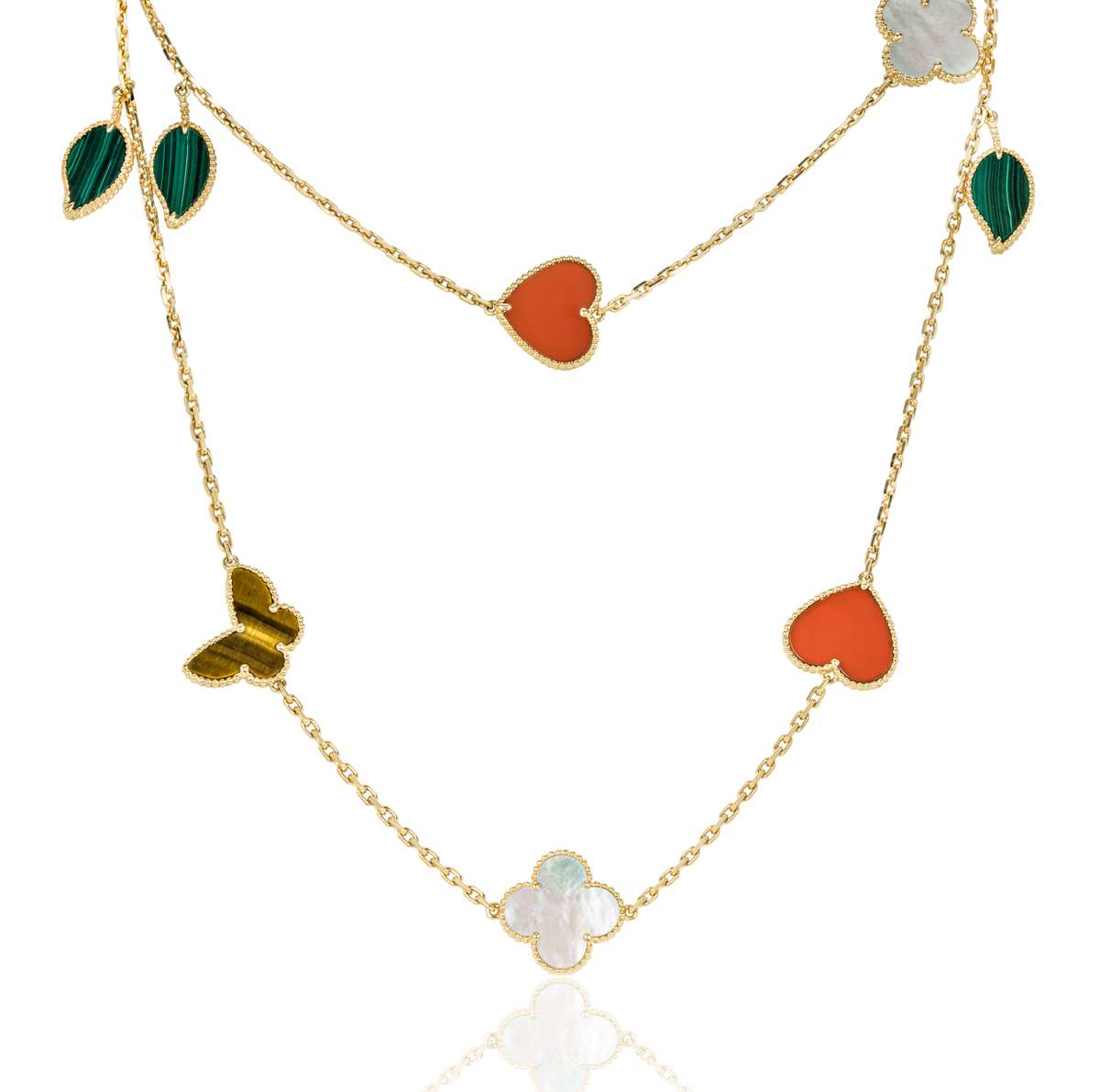 Van Cleef & Arpels Yellow Gold Lucky Alhambra 12 Motif Long Necklace ...